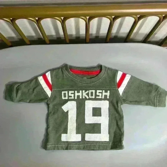 OshKosh B’gosh 100% cotton baby boy long sleeve sports tee 3 months no flaws - Picture 1 of 3